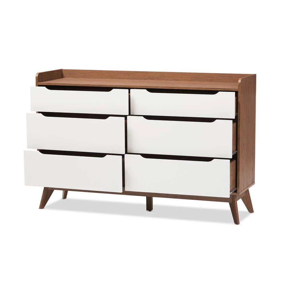 Brighton 6-Drawer White Dresser by Baxton Studio - Image 4