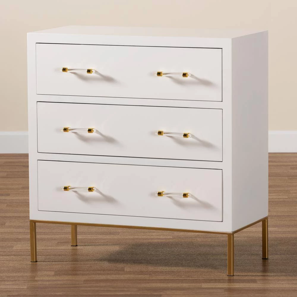 Dante White and Gold Accent Cabinet by Baxton Studio - Image 7