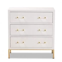 Dante White and Gold Accent Cabinet by Baxton Studio