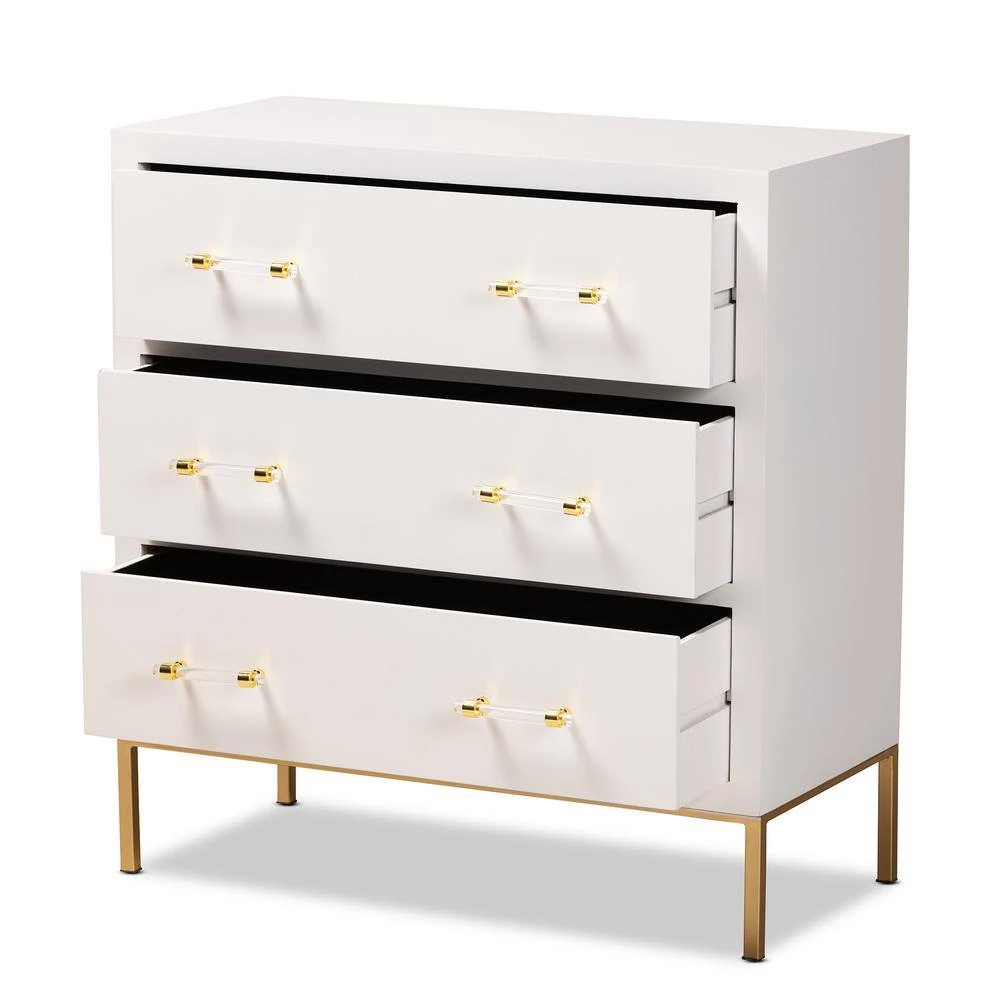 Dante White and Gold Accent Cabinet by Baxton Studio - Image 3