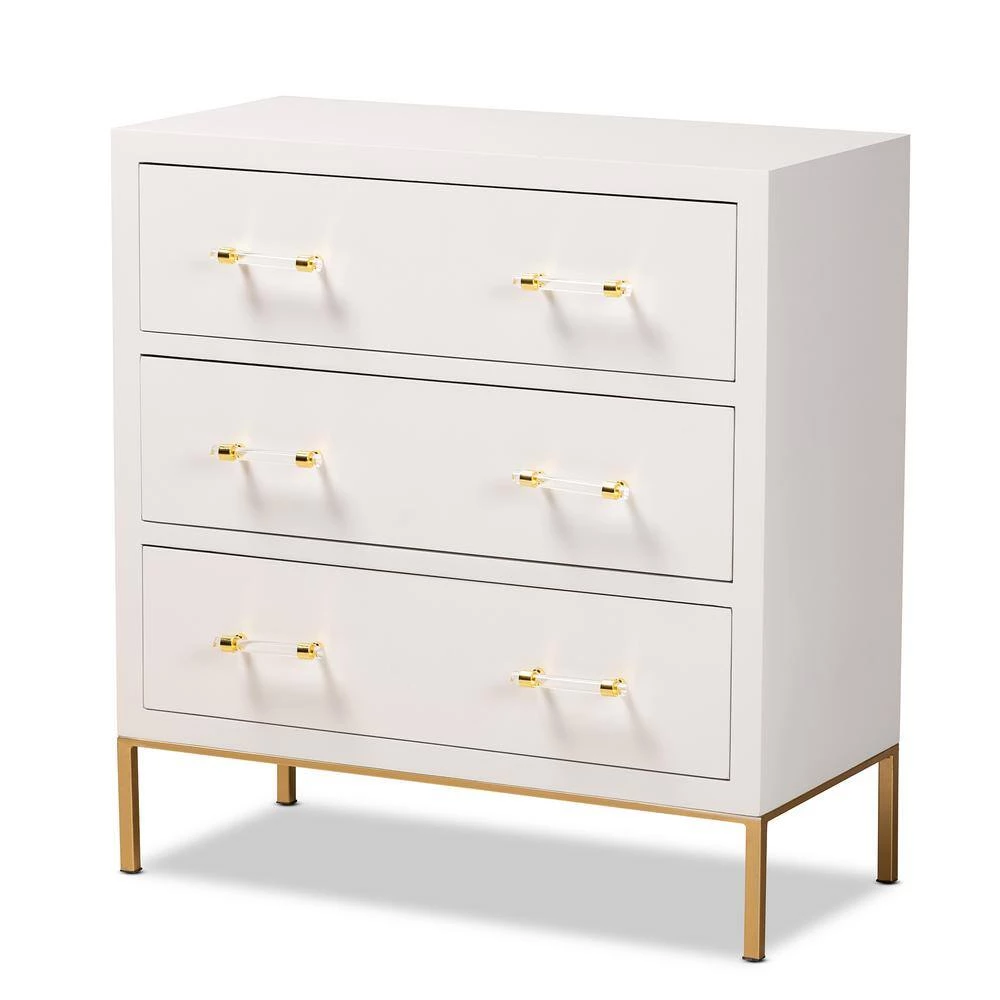 Dante White and Gold Accent Cabinet by Baxton Studio - Image 2