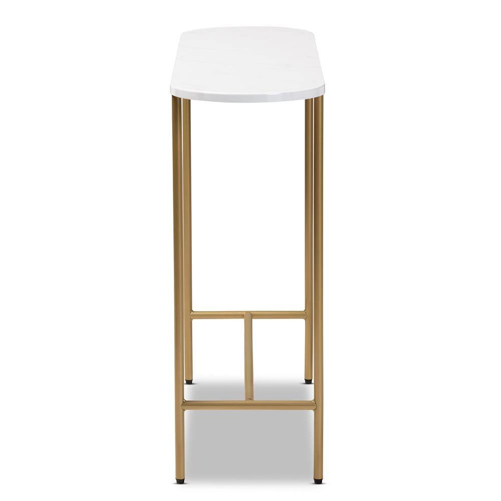 Samuel 44 in. Gold/White Standard Rectangle Marble Console Table by Baxton Studio - Image 5