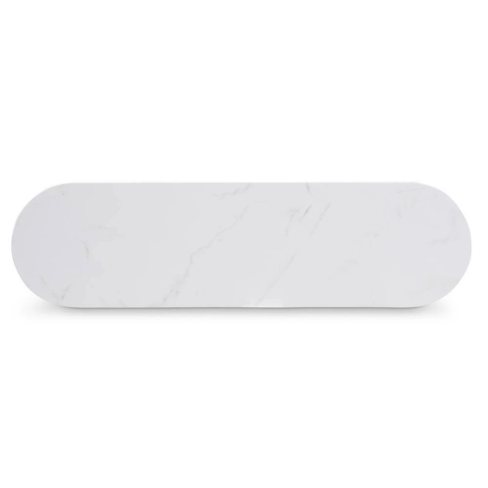 Samuel 44 in. Gold/White Standard Rectangle Marble Console Table by Baxton Studio - Image 6