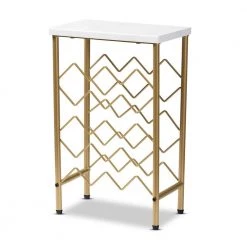 Ramona 12-Bottle White and Gold Wine Rack by Baxton Studio