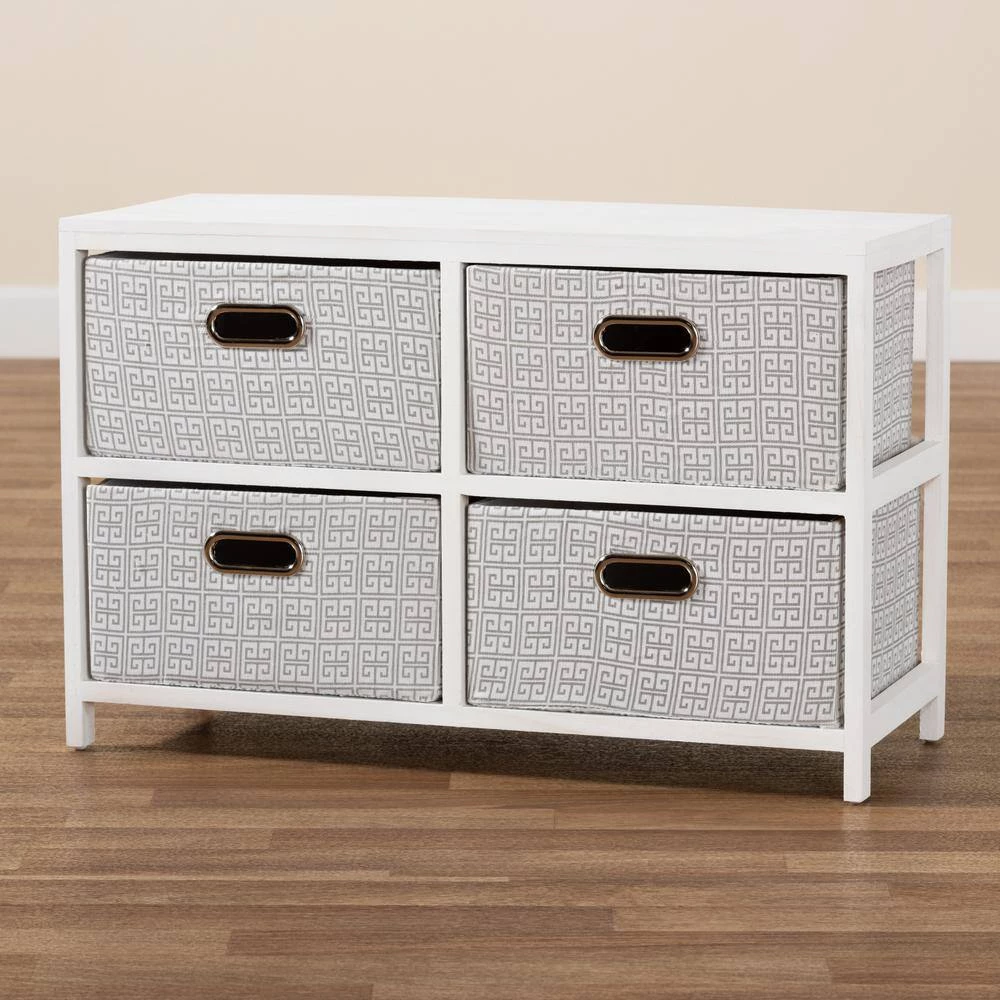 Camber White and Grey Storage Cabinet with 4-Baskets by Baxton Studio - Image 7