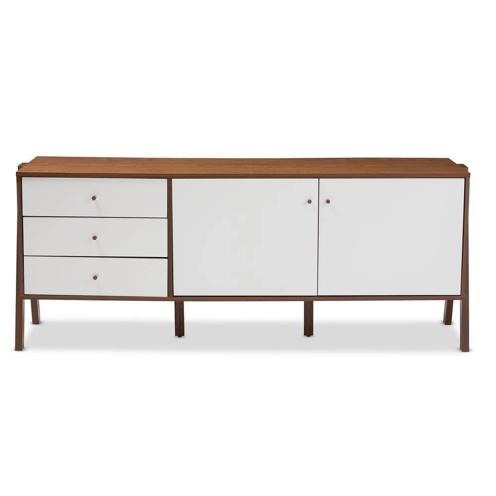 Harlow Medium Brown Wood and White Finished Wood Storage Cabinet by Baxton Studio - Image 8