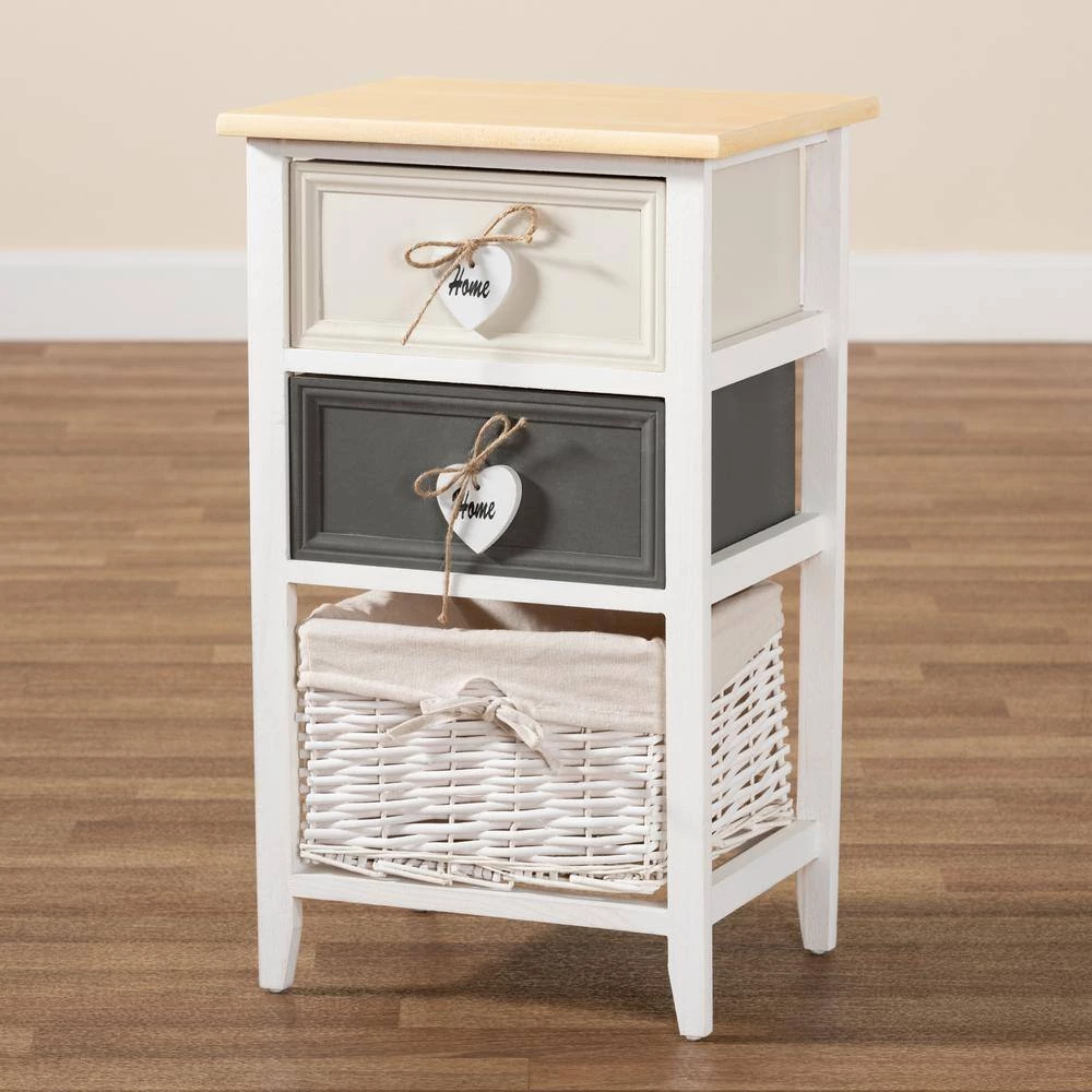Diella White and Multi-Colored Storage Cabinet with 2-Drawers by Baxton Studio - Image 7