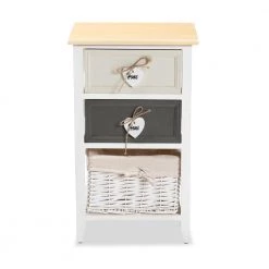 Diella White and Multi-Colored Storage Cabinet with 2-Drawers by Baxton Studio