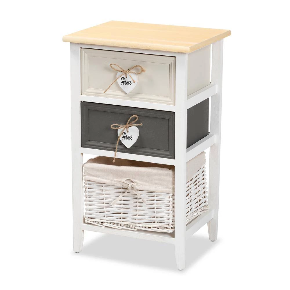 Diella White and Multi-Colored Storage Cabinet with 2-Drawers by Baxton Studio - Image 2