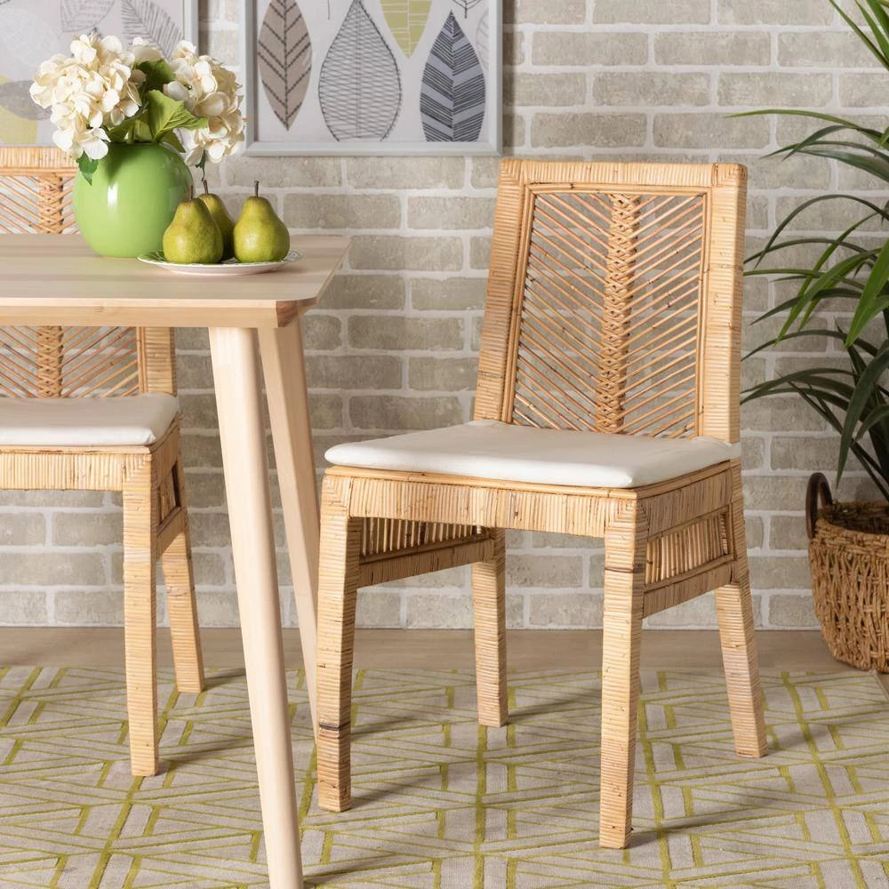 Suci White and Natural Brown Dining Chair by Baxton Studio - Image 7