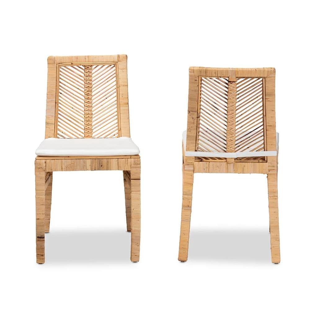 Suci White and Natural Brown Dining Chair by Baxton Studio - Image 3
