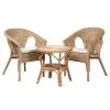 Abbey 3-Piece Rattan Top White and Natural Brown Living Room Set by Baxton Studio