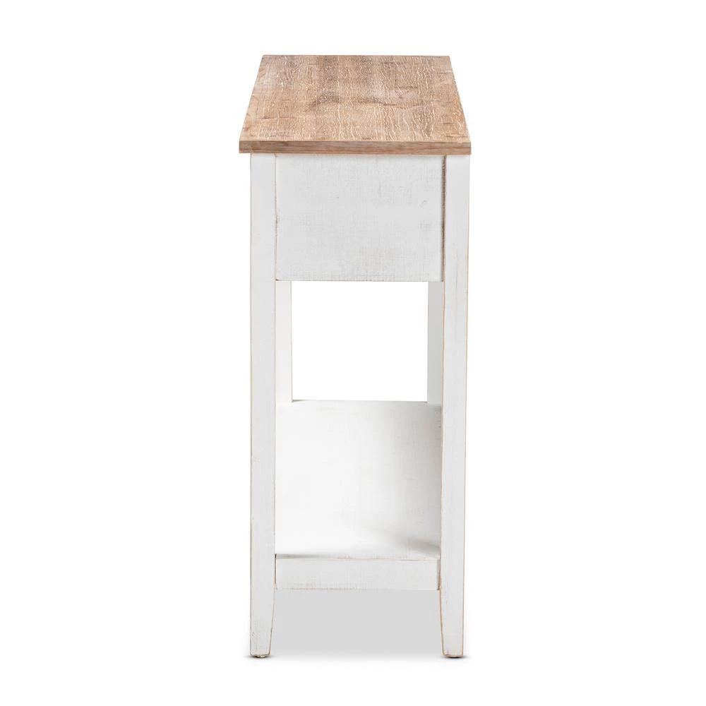 Benedict 47.2 in. White and Oak Rectangle Wood Console Table by Baxton Studio - Image 4
