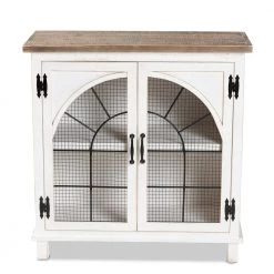 Faron White and Oak Brown Accent Cabinet with 2-Doors by Baxton Studio