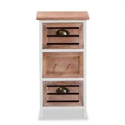 Palta White and Oak Brown 3-Drawer Storage Unit by Baxton Studio