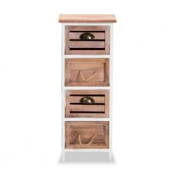Palta White and Oak Brown 4-Drawer Storage Unit by Baxton Studio