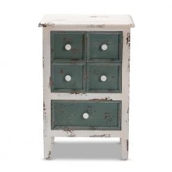 Angeline White and Teal Storage Cabinet by Baxton Studio