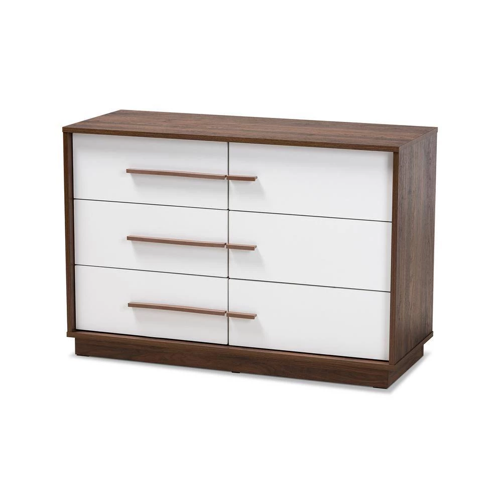Mette 6-Drawer White Dresser by Baxton Studio - Image 2