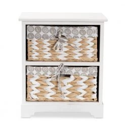Rianne White Storage Cabinet with 2-Baskets by Baxton Studio