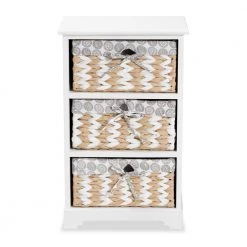 Rianne White Storage Cabinet with 3-Baskets by Baxton Studio