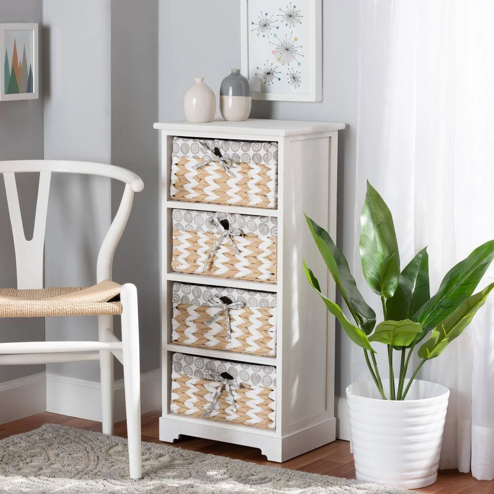 Rianne White Storage Cabinet with 4-Baskets by Baxton Studio - Image 8