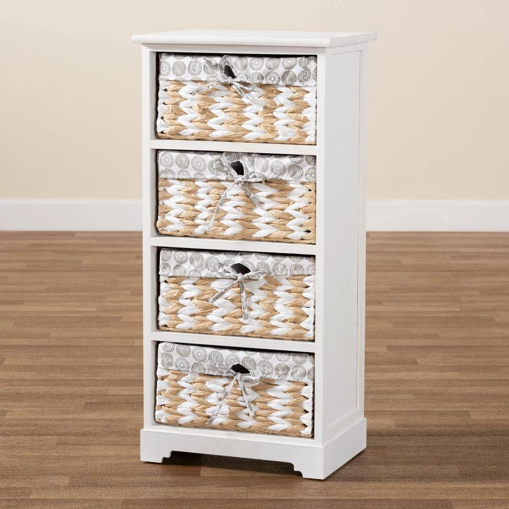 Rianne White Storage Cabinet with 4-Baskets by Baxton Studio - Image 7