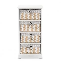 Rianne White Storage Cabinet with 4-Baskets by Baxton Studio