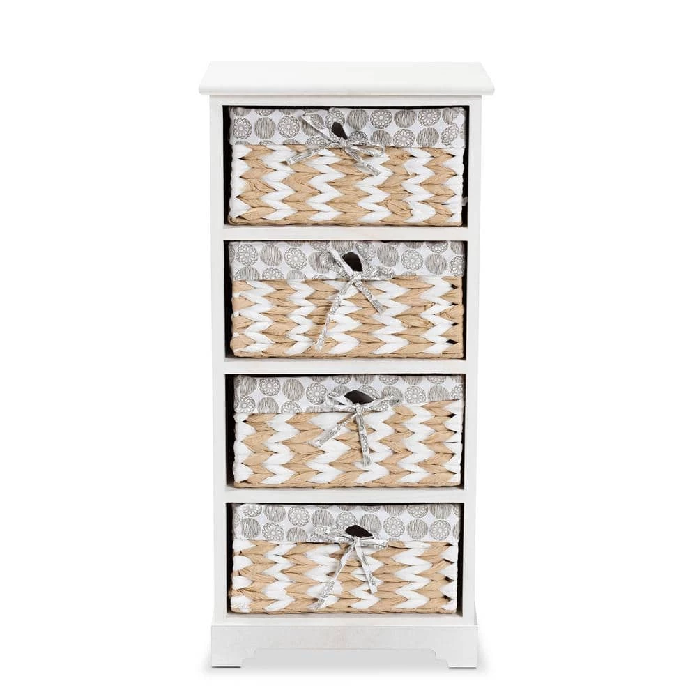 Rianne White Storage Cabinet with 4-Baskets by Baxton Studio