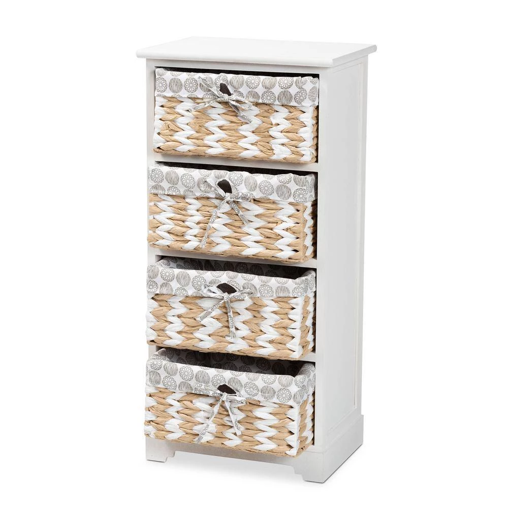 Rianne White Storage Cabinet with 4-Baskets by Baxton Studio - Image 3