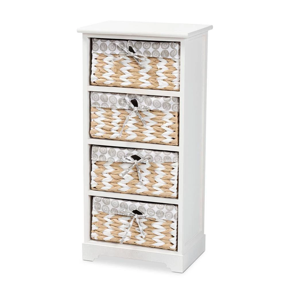 Rianne White Storage Cabinet with 4-Baskets by Baxton Studio - Image 2