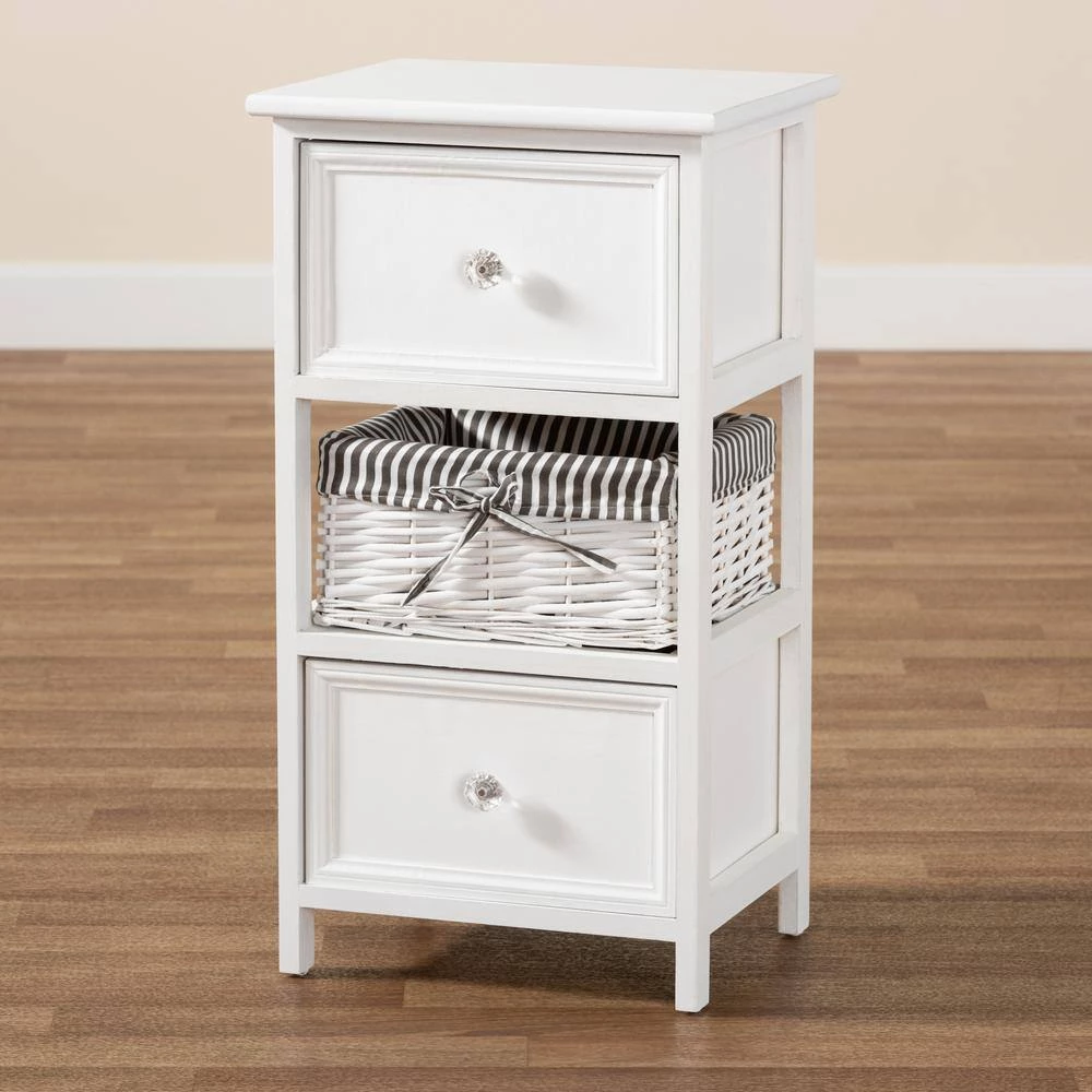 Hayden White Storage Cabinet with 2-Drawers by Baxton Studio - Image 7