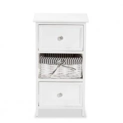 Hayden White Storage Cabinet with 2-Drawers by Baxton Studio