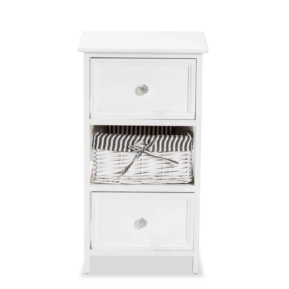 Hayden White Storage Cabinet with 2-Drawers by Baxton Studio