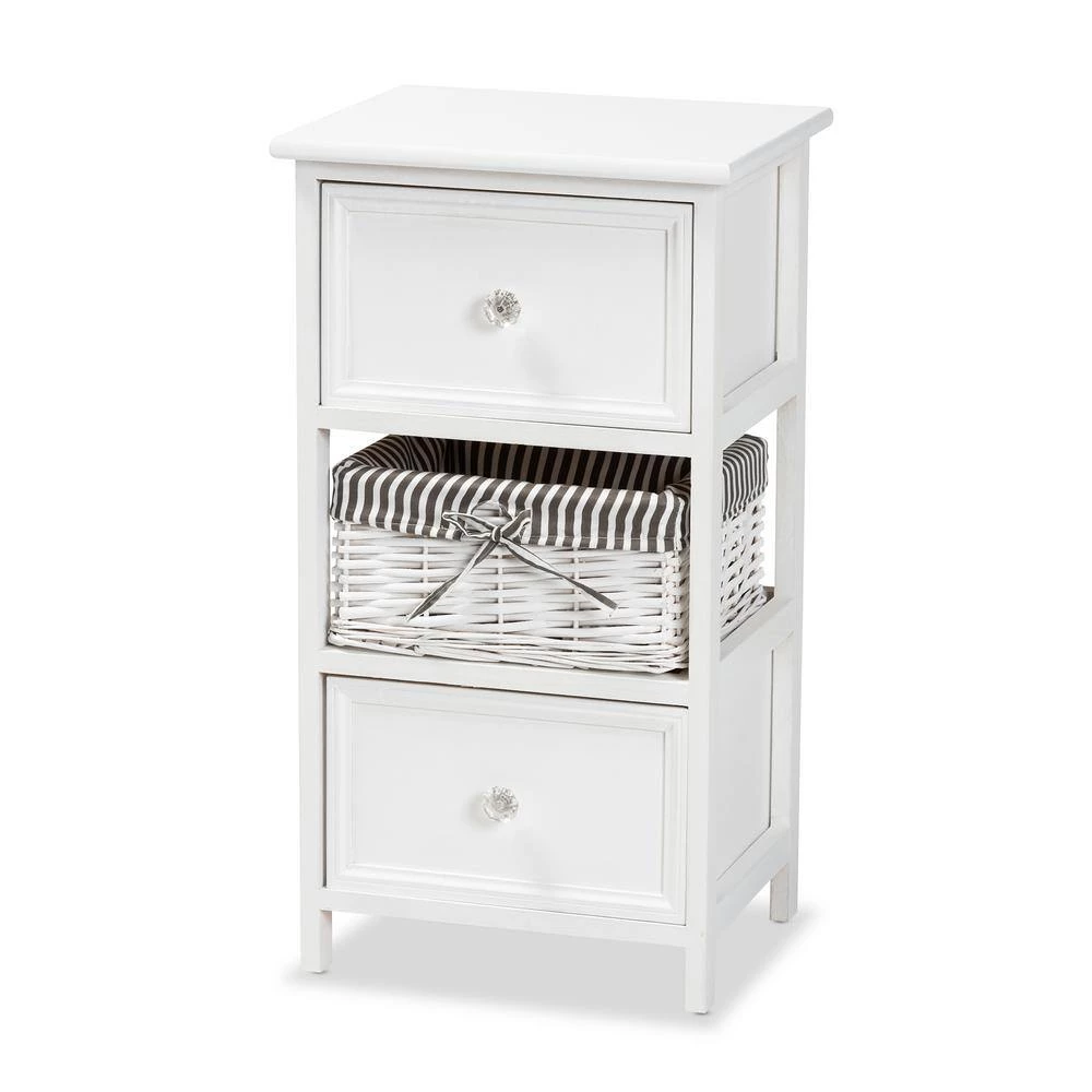 Hayden White Storage Cabinet with 2-Drawers by Baxton Studio - Image 2