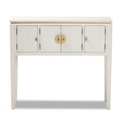 Aiko 38 in. White Standard Rectangle Wood Console Table with Cabinet by Baxton Studio