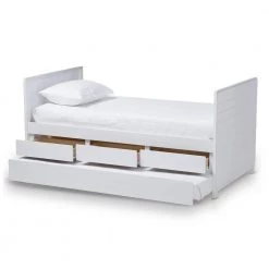 Linna White Twin Daybed with Trundle by Baxton Studio