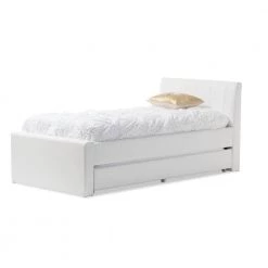 Cosmo White Faux Leather Twin Size Trundle Bed by Baxton Studio