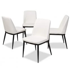 Darcell White Faux Leather Upholstered Dining Chair (Set of 4) by Baxton Studio