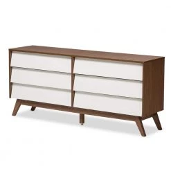 Hildon 6-Drawer White Dresser by Baxton Studio
