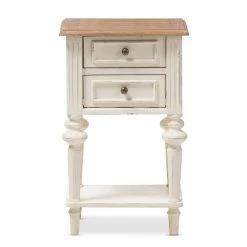 Marquetterie French Provincial White Finished 2-Drawer Nightstand by Baxton Studio