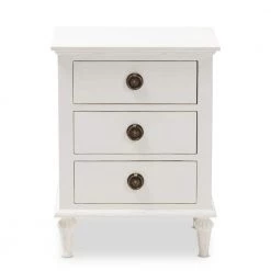 Venezia 3-Drawer White Nightstand by Baxton Studio