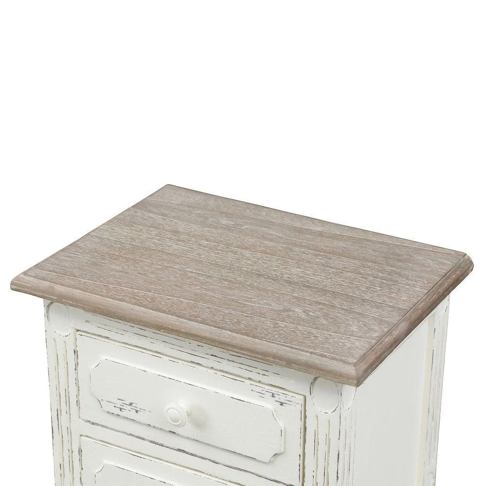 Alys White and Light Brown End Table by Baxton Studio - Image 3