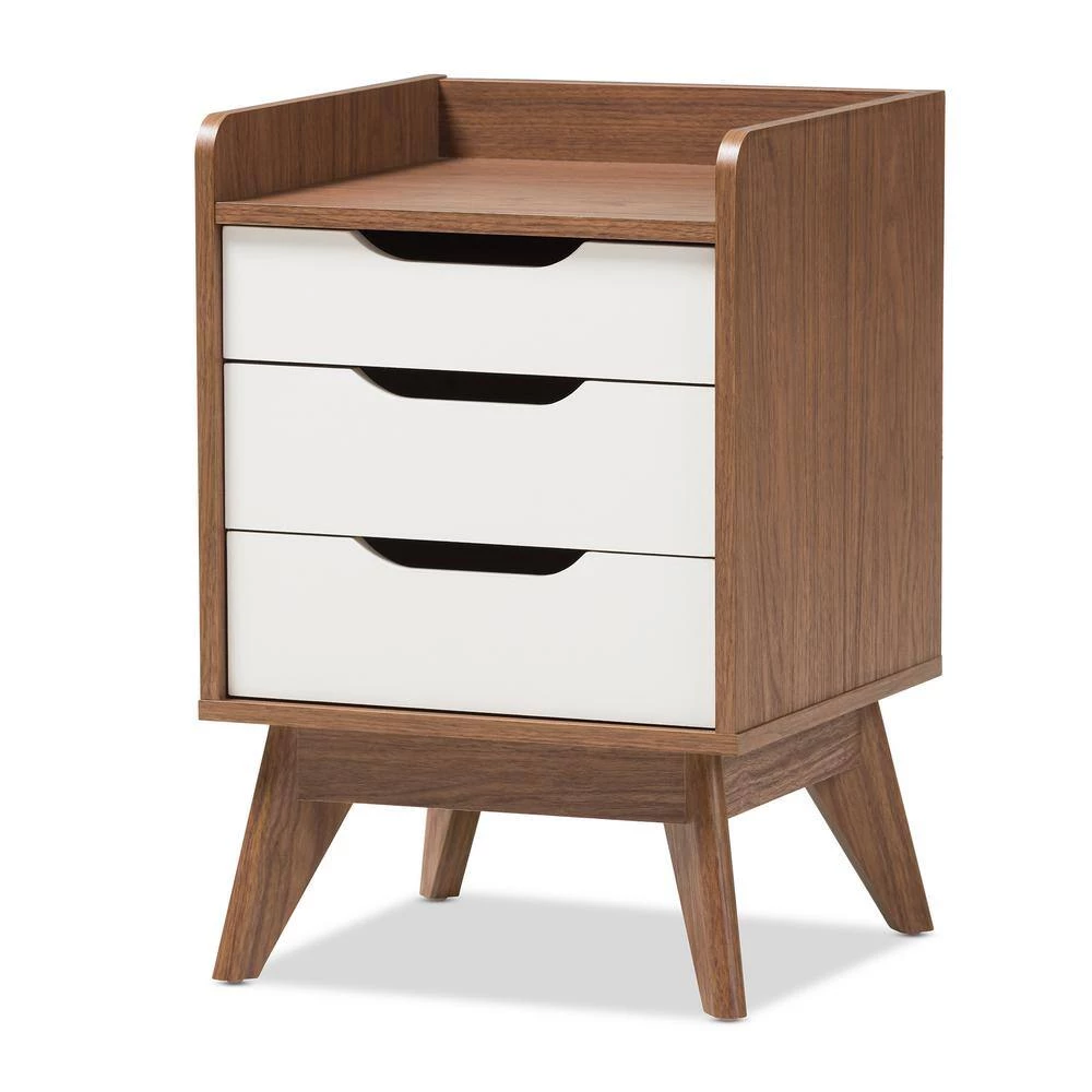 Brighton 3-Drawer White Nightstand by Baxton Studio - Image 6