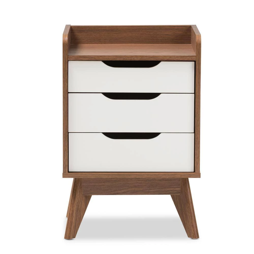Brighton 3-Drawer White Nightstand by Baxton Studio - Image 9