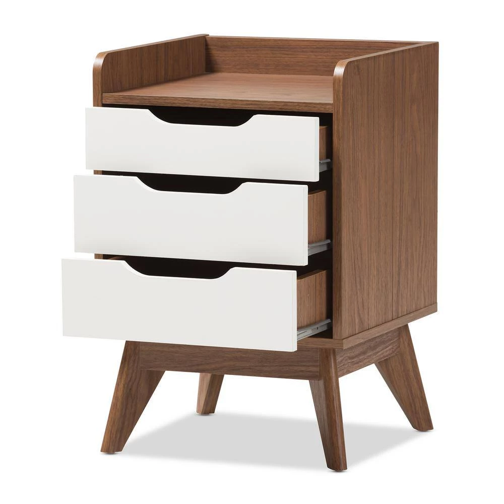 Brighton 3-Drawer White Nightstand by Baxton Studio - Image 5