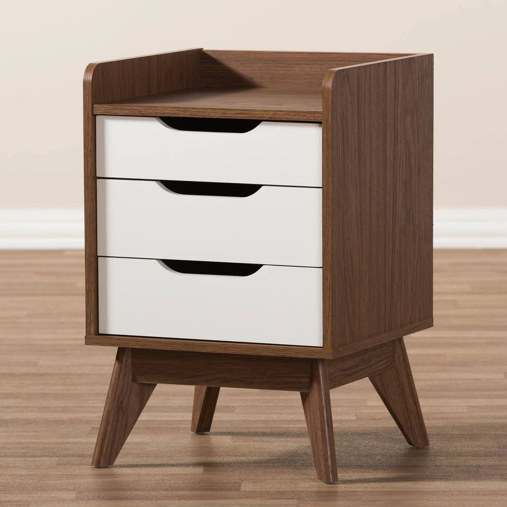 Brighton 3-Drawer White Nightstand by Baxton Studio - Image 8